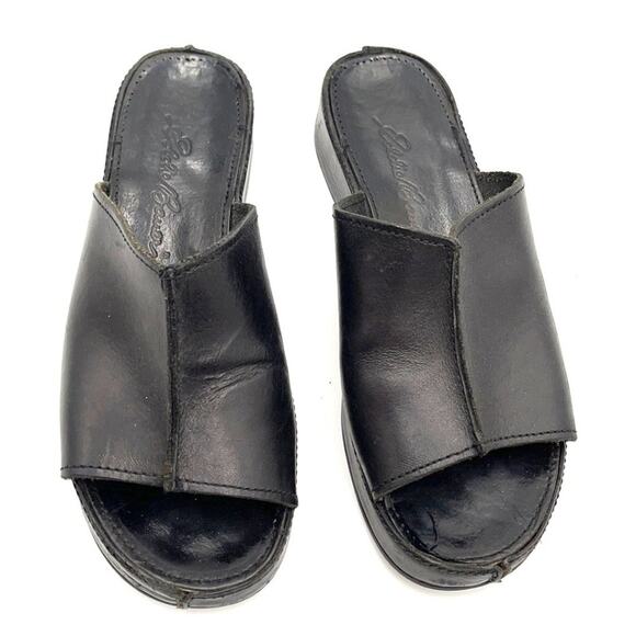 EDDIE BAUER sandals black leather Made Italy 6.5 - Picture 2 of 8